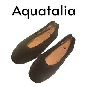 Aquatalia Ballet Flats Brinley Women's Black Shearling Size 6 NEW
